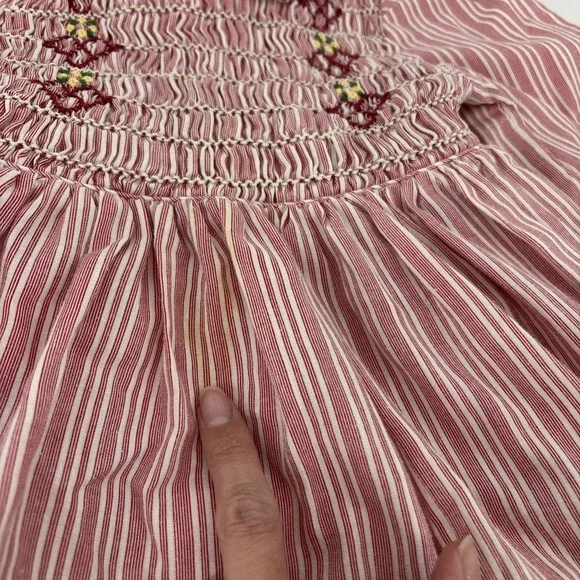 Vintage Polly Flinders Dress Smocked Child Baby 2T Red Lace Embroidered - Picture 5 of 12